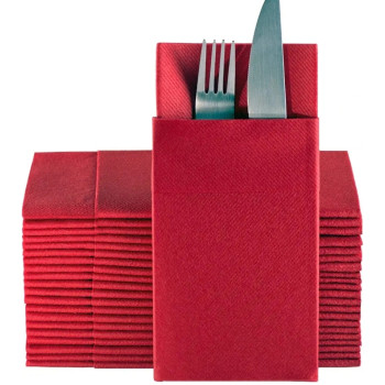 Bordo Kumaş Dokulu Cepli Airlaid Peçete 40x40 cm - 100 Adet