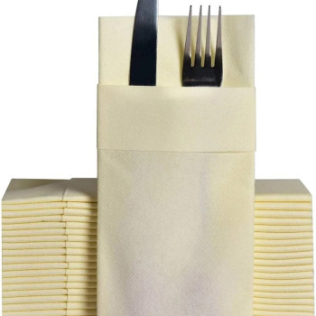 Krem Kumaş Dokulu Cepli Airlaid Peçete 40x40 cm - 100 Adet