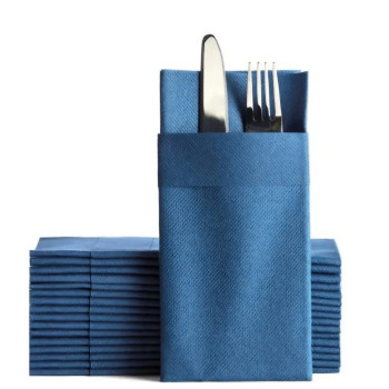 Lacivert Kumaş Dokulu Cepli Airlaid Peçete 40x40 cm - 100 Adet