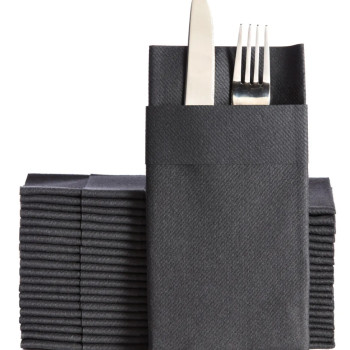 Siyah Kumaş Dokulu Cepli Airlaid Peçete 40x40 cm - 100 Adet