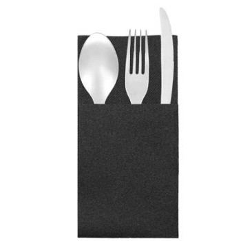 Garson Katlama Cepli Siyah Airlaid Peçete 33x40 cm - 100 Adet