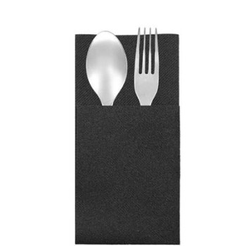 Garson Katlama Cepli Siyah Airlaid Peçete 33x40 cm - 100 Adet