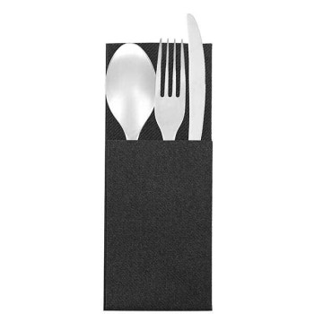 Garson Katlama Cepli Siyah Airlaid Peçete 33x33 cm - 100 Adet