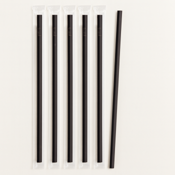 Siyah Frozen Plastik Pipet Jelatin Sargılı 8mm x 24 cm - 100 Adet