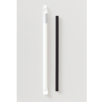 Siyah Frozen Kağıt Pipet Kağıt Sargılı 8mm x 23 cm - 100 Adet