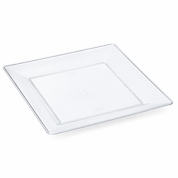 Plastik Kare Şeffaf Tabak 22 cm  -10 Adet