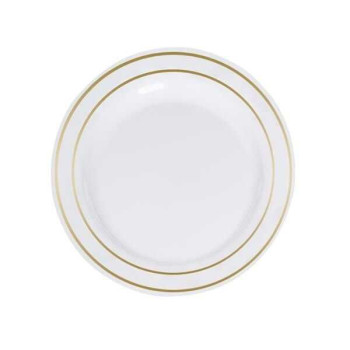 Porselen Görünümlü Altın Yaldızlı Plastik Tabak 19 cm 6 Adet