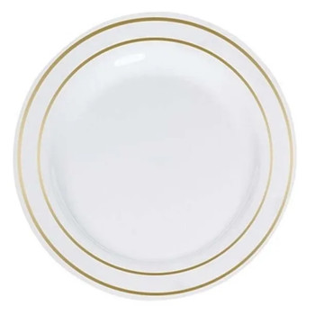 Porselen Görünümlü Altın Yaldızlı Plastik Tabak 26 cm 6 Adet