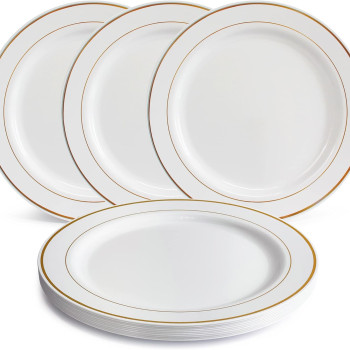 Porselen Görünümlü Altın Yaldızlı Plastik Tabak 26 cm 6 Adet