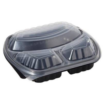 3 Bölmeli Kapaklı Gıda Kabı (Sıcağa Dayanıklı) – 50 Adet