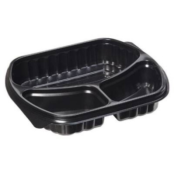 3 Bölmeli Kapaklı Gıda Kabı (Sıcağa Dayanıklı) – 50 Adet