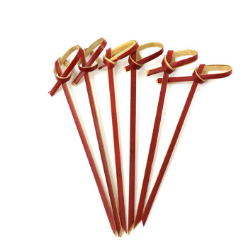 Düğümlü Kırmızı Bambu Kürdan 12 cm - 50 Adet