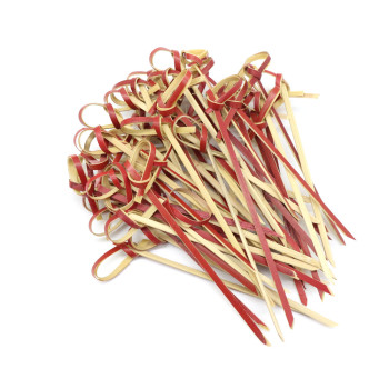 Düğümlü Kırmızı Bambu Kürdan 12 cm - 50 Adet