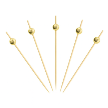 Bambu Altın İnci Top Kürdan 12cm -100 Adet