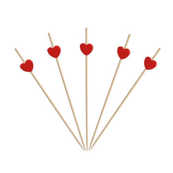 Bambu Kırmızı Kupa Kürdan 12 cm - 50 Adet